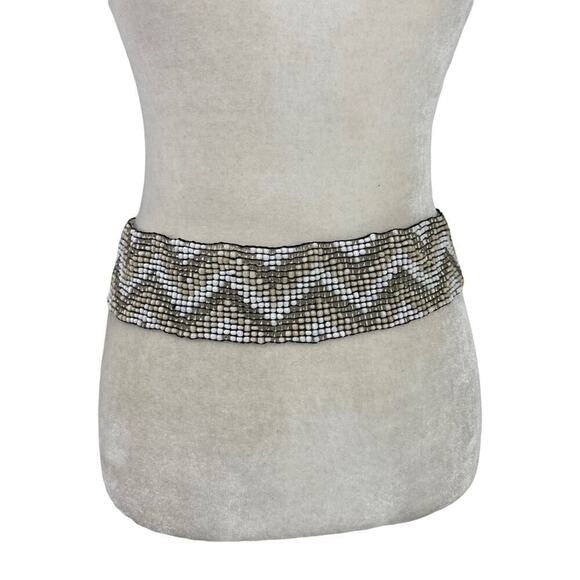 Vintage Hand-made Boho Belt Stretchy Beaded Bali Belt with Wooden Hook Buckle - Picture 5 of 15